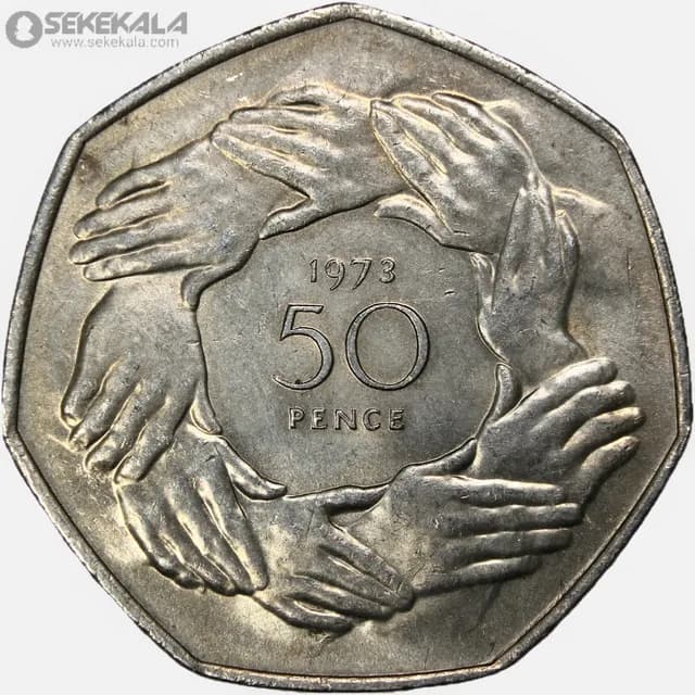 سکه 50 پنس یادبودی انگلیس 1973 (ملکه الیزابت)