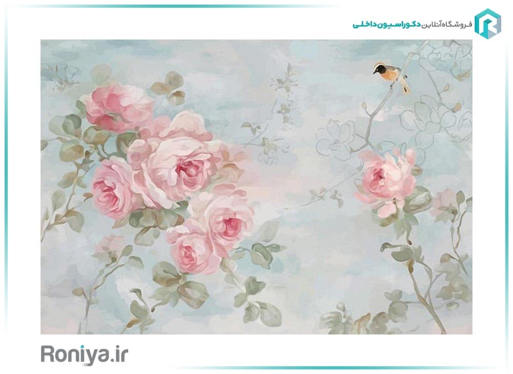 پوستر دیواری گل رز صورتی کد 3DF-255