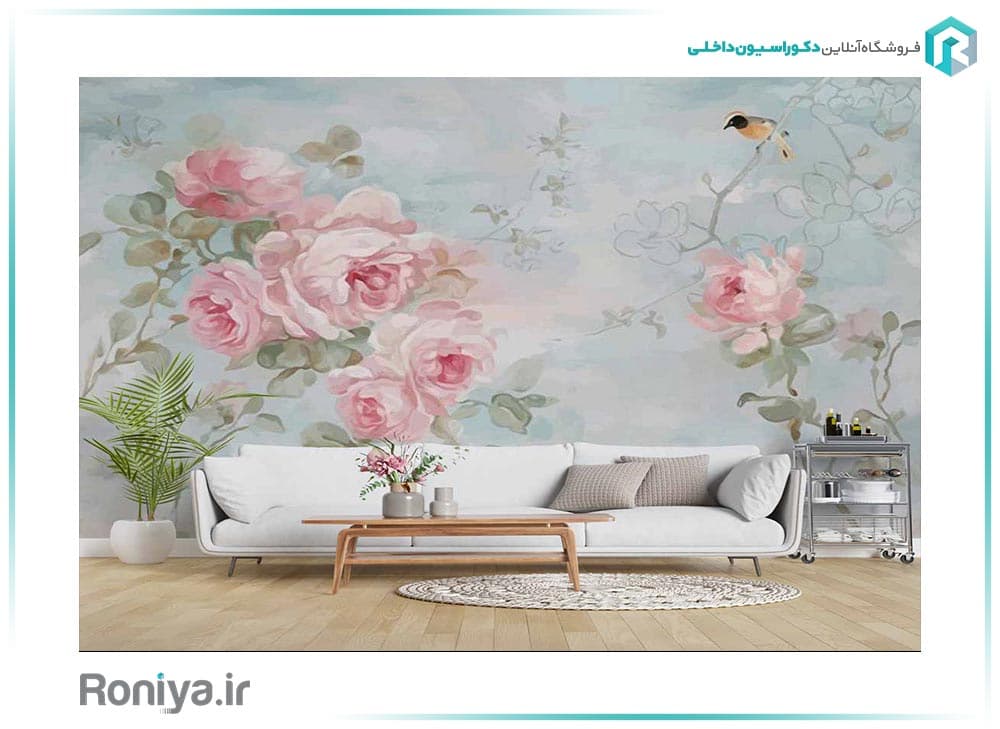 پوستر دیواری گل رز صورتی کد 3DF-255 — تصویر ۴