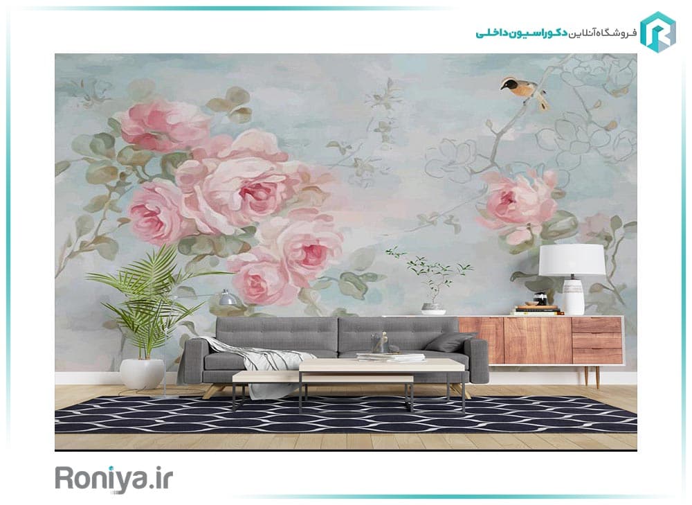 پوستر دیواری گل رز صورتی کد 3DF-255 — تصویر ۲