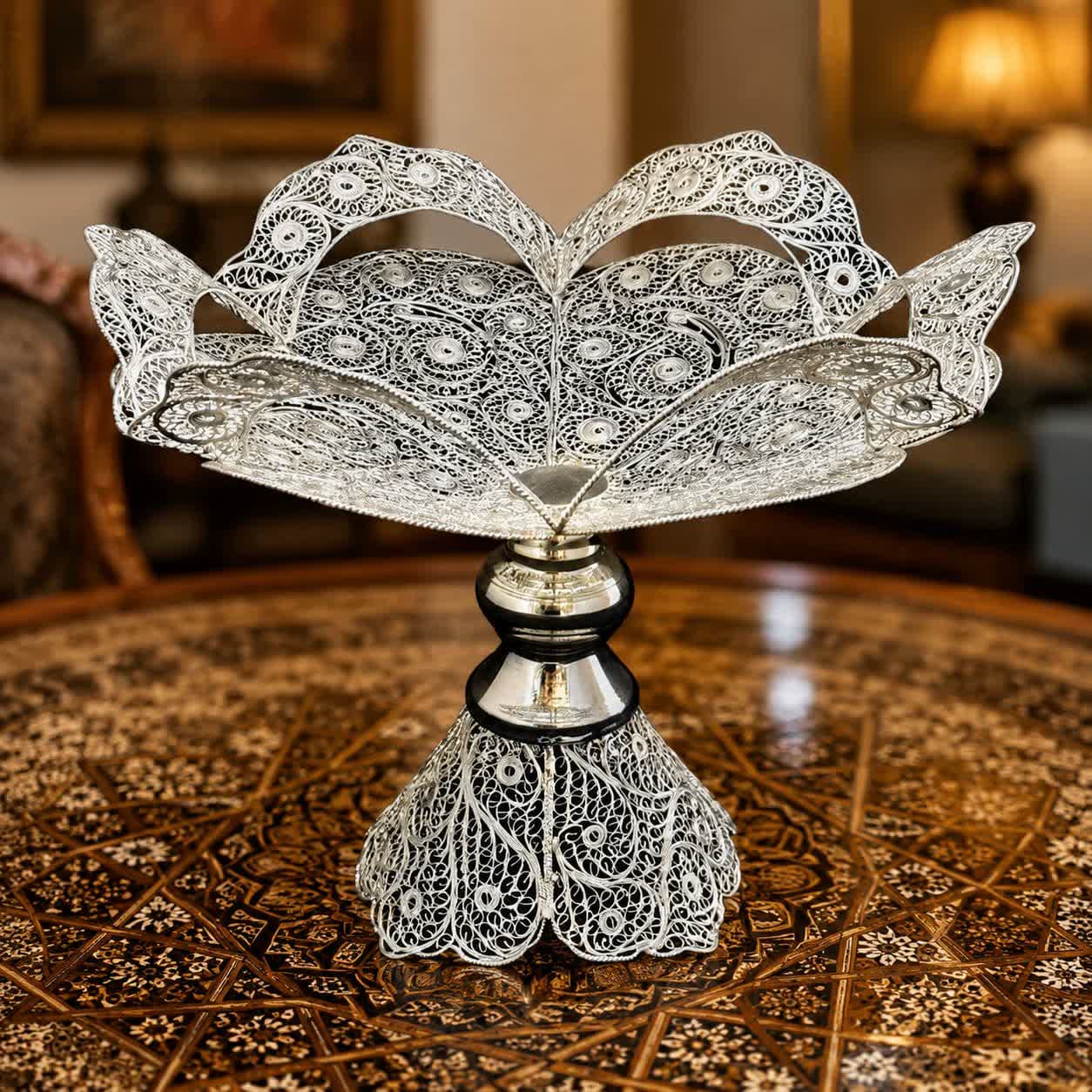 ظروف ملیله کاری شیرینی خوری لبه جدا بزرگ