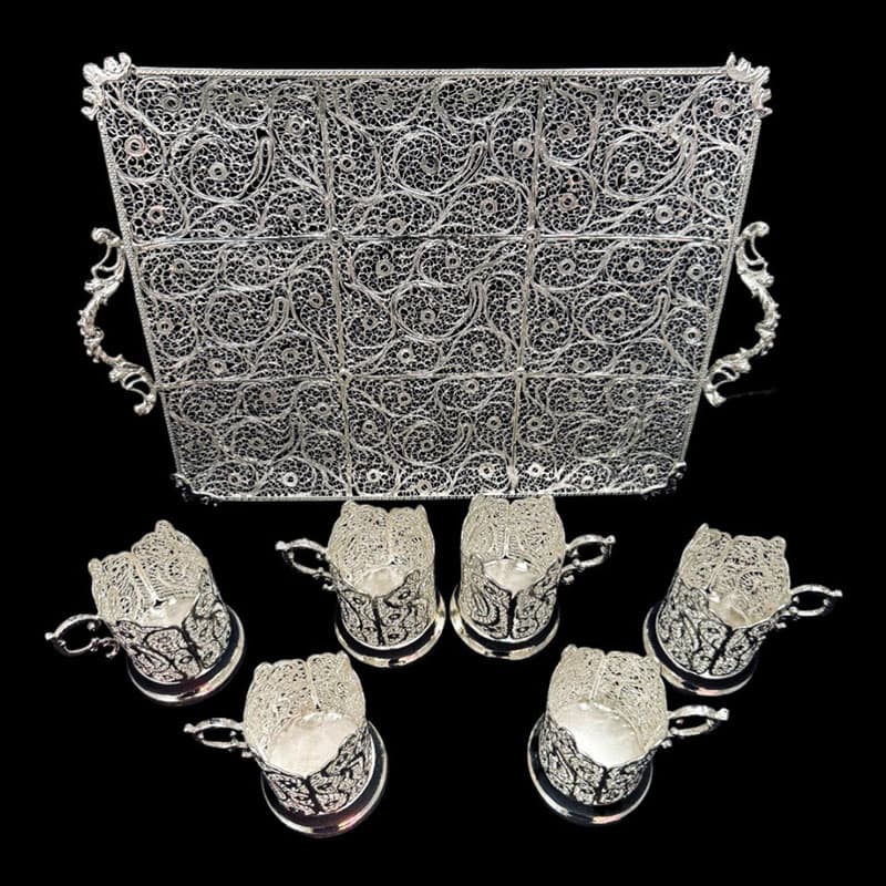 سرویس پذیرایی ملیله کاری (سینی و چای‌خوری) — تصویر ۶
