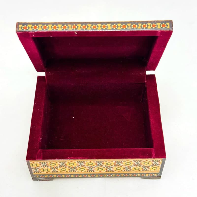 جعبه خاتم کاری استخونی مدل گل و بلبل 10در12 — تصویر ۳