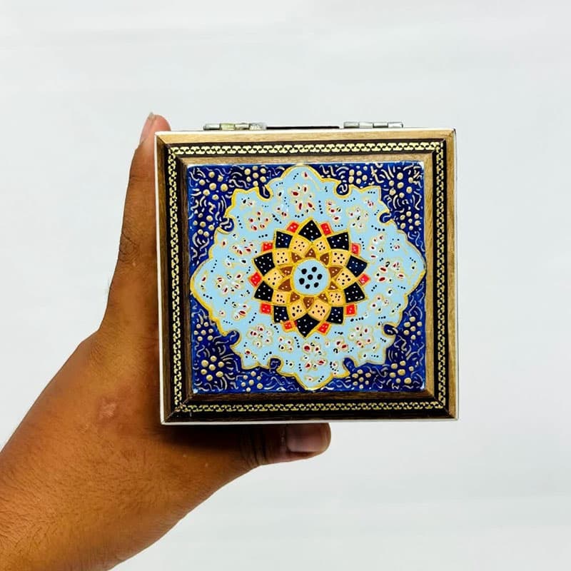 جعبه خاتم کاری پره وارو مدل تذهیب 10در10 — تصویر ۸
