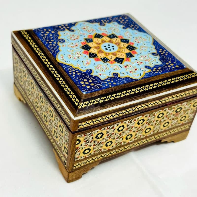 جعبه خاتم کاری پره وارو مدل تذهیب 10در10 — تصویر ۶