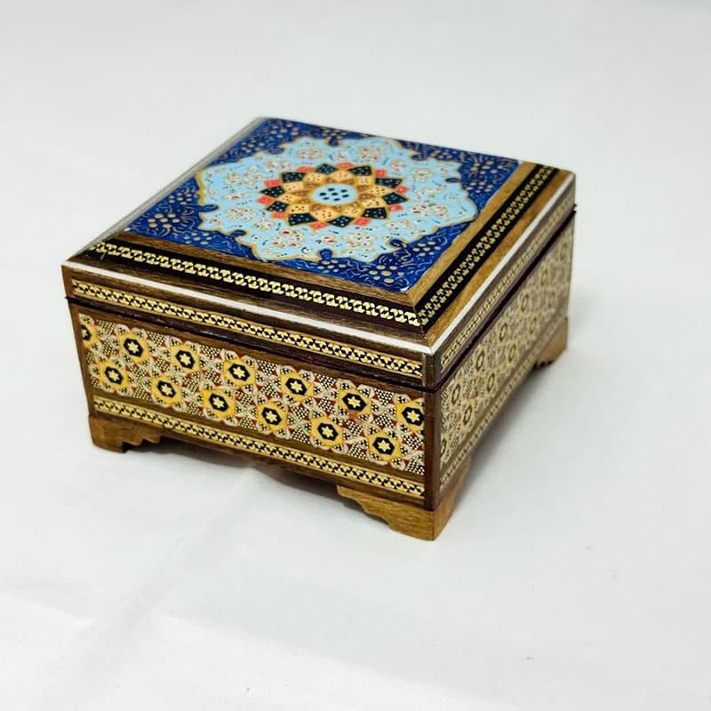 جعبه خاتم کاری پره وارو مدل تذهیب 10در10 — تصویر ۲