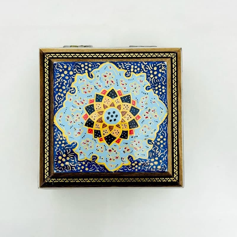 جعبه خاتم کاری پره وارو مدل تذهیب 10در10 — تصویر ۳