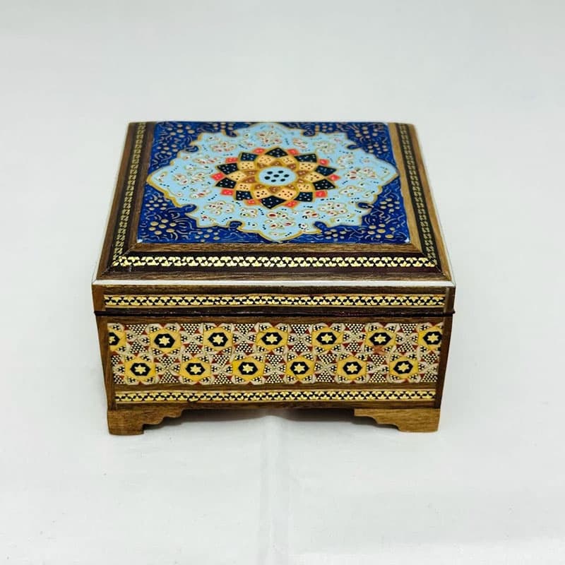 جعبه خاتم کاری پره وارو مدل تذهیب 10در10 — تصویر ۵