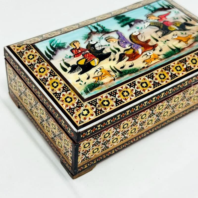 جعبه خاتم کاری استخونی مدل چوگان 10در16 — تصویر ۸