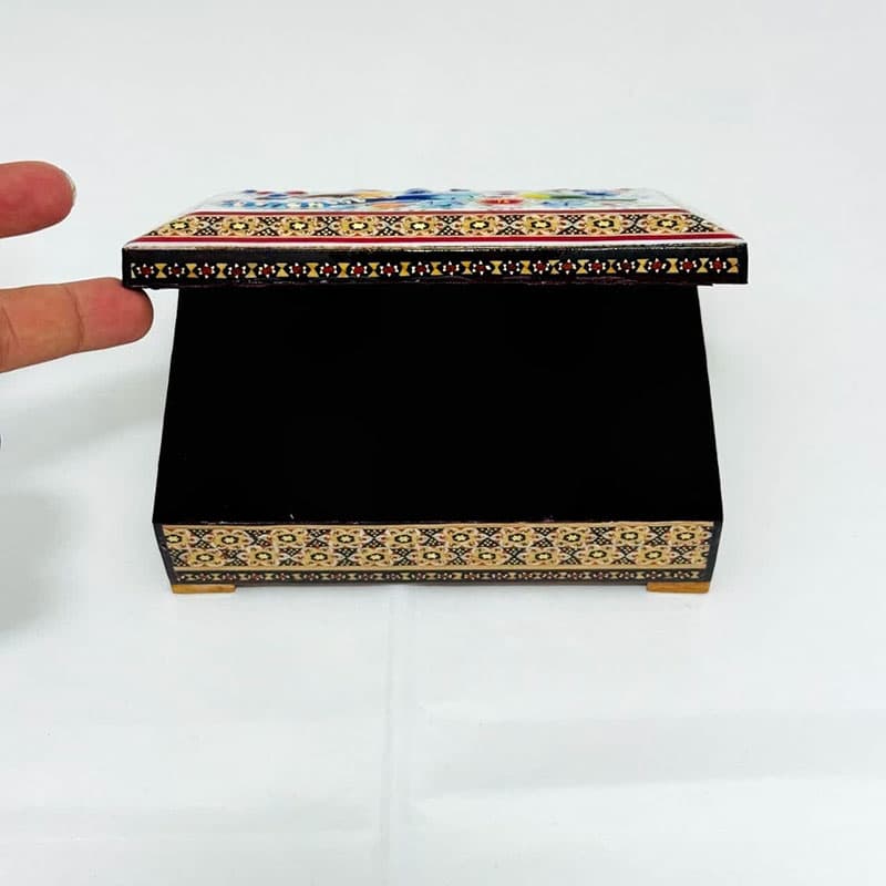 جعبه خاتم کاری استخونی مدل چوگان 10در16 — تصویر ۳