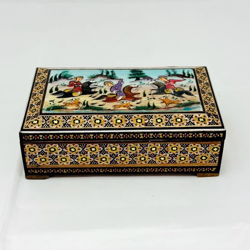 جعبه خاتم کاری استخونی مدل چوگان 10در16 — تصویر ۶
