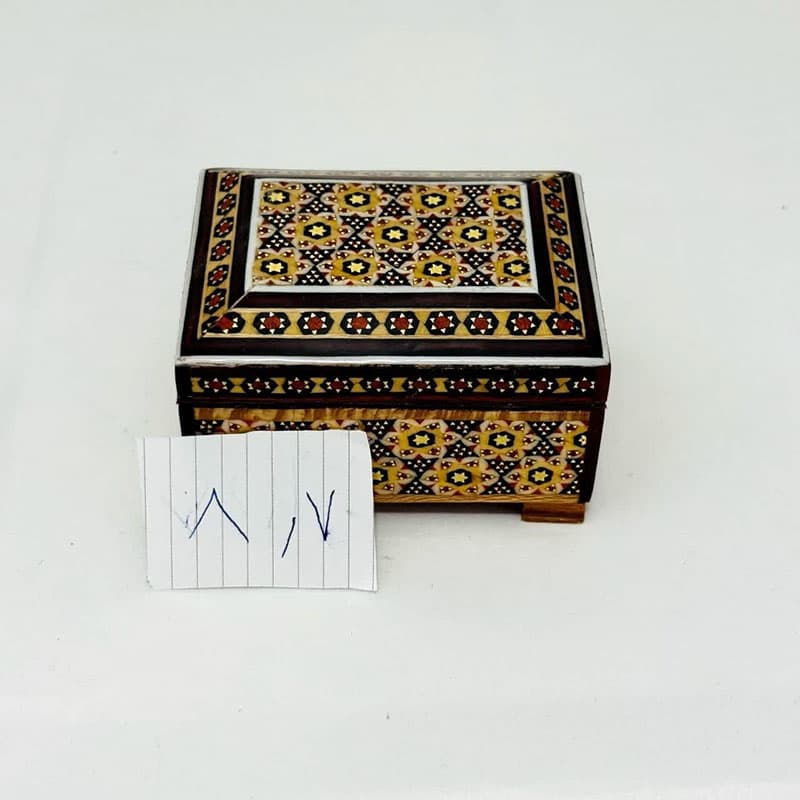 جعبه خاتم کاری استخونی مدل روخاتم 6در8 — تصویر ۳