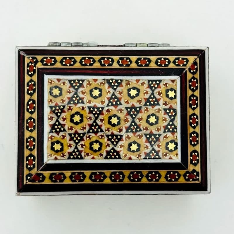 جعبه خاتم کاری استخونی مدل روخاتم 6در8 — تصویر ۶
