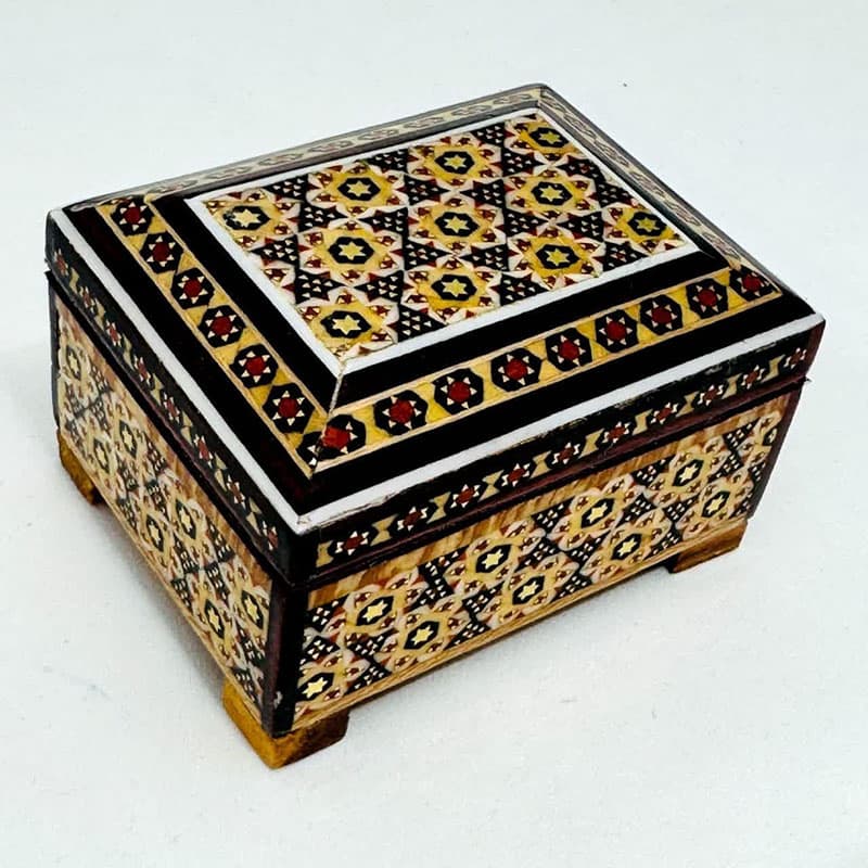 جعبه خاتم کاری استخونی مدل روخاتم 6در8 — تصویر ۵