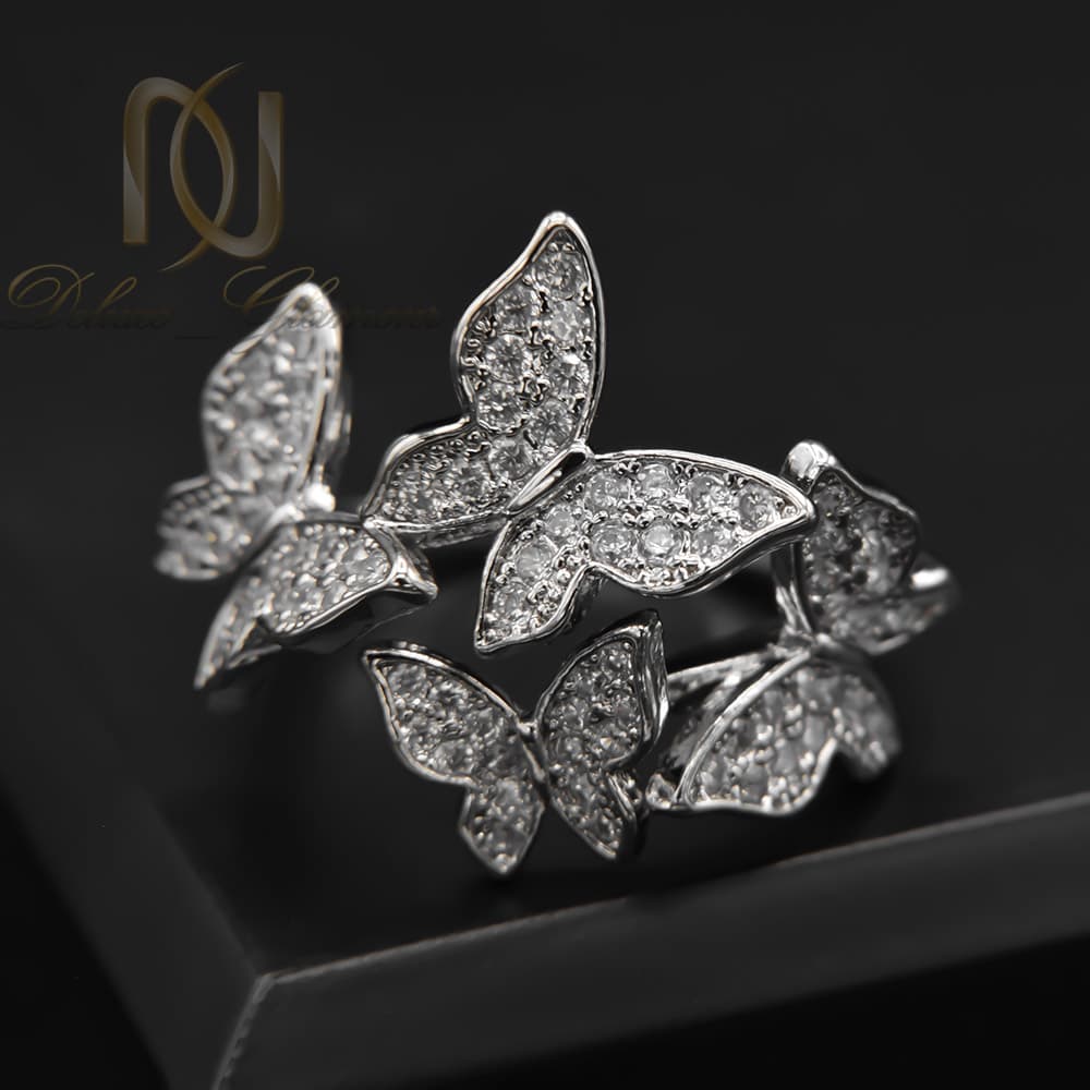 انگشتر پروانه زنانه استیل رنگ ثابت نقره ای شیک RI-N145 — تصویر ۳