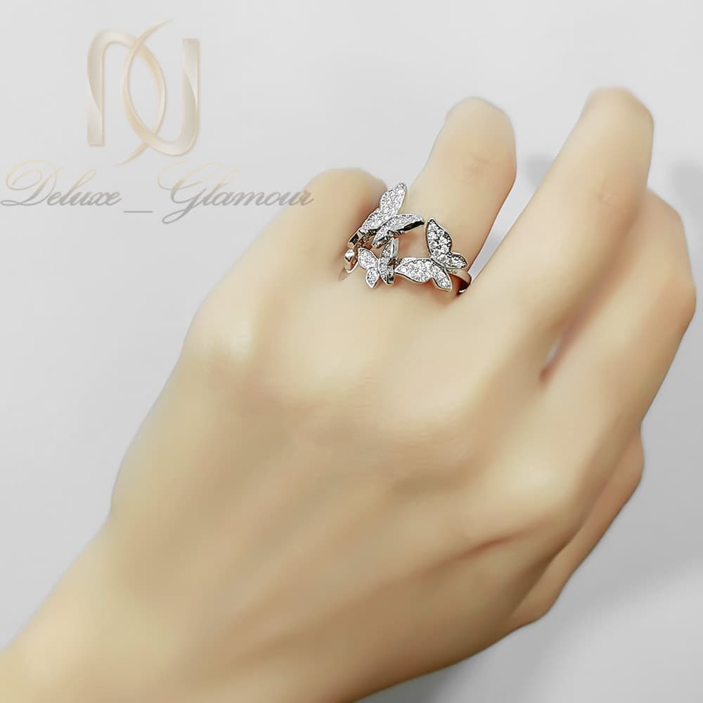 انگشتر پروانه زنانه استیل رنگ ثابت نقره ای شیک RI-N145 — تصویر ۲