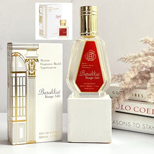 عطر ادکلن باکارات رژ 540 (طلایی-سفید) فرگرانس ورلد | MFK Baccarat Rouge 540 حجم 50میل(شرکتی)