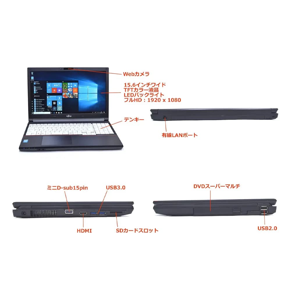 لپ تاپ اچ پی Fujitso lifebook A744 | MIX | 4G | 320G HHD | INTEL HD | 15.6″HD-FHD (استوک) — تصویر ۲