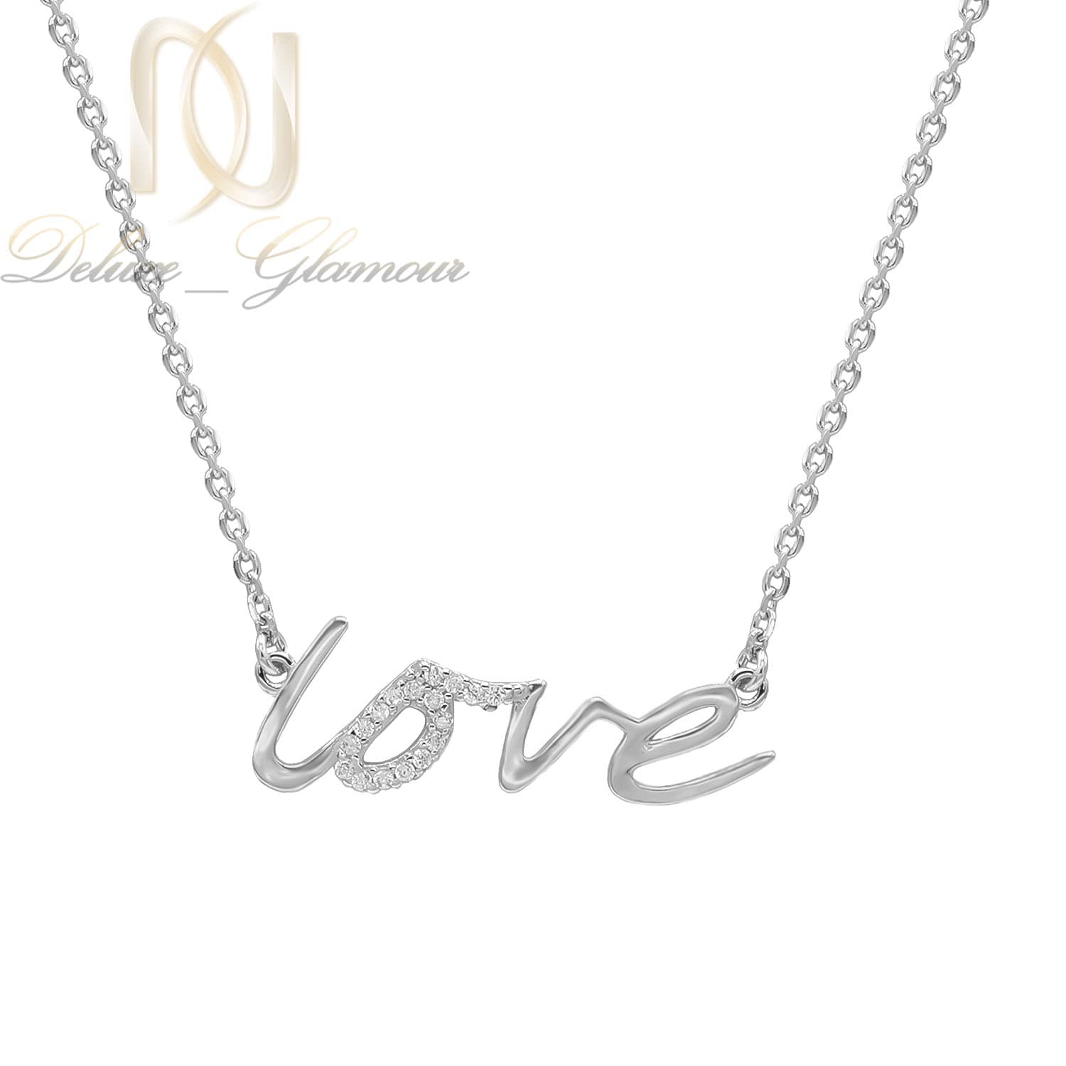 گردنبند نقره لاو love زنانه نگین دار ظریف ne-n96