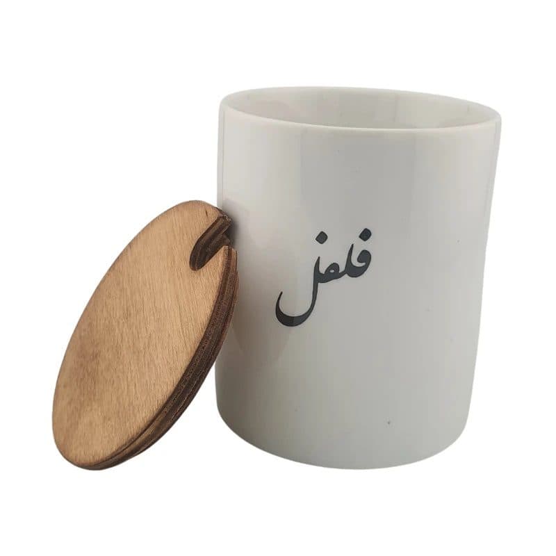 بانکه سرامیکی درب چوبی طرح فلفل — تصویر ۲