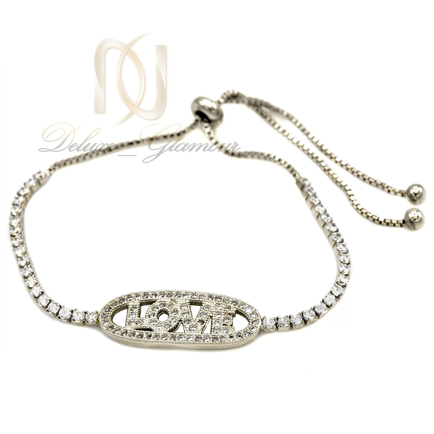 دستبند دخترانه استیل رنگ ثابت طرح لاو بند آسانسوری ds-n397