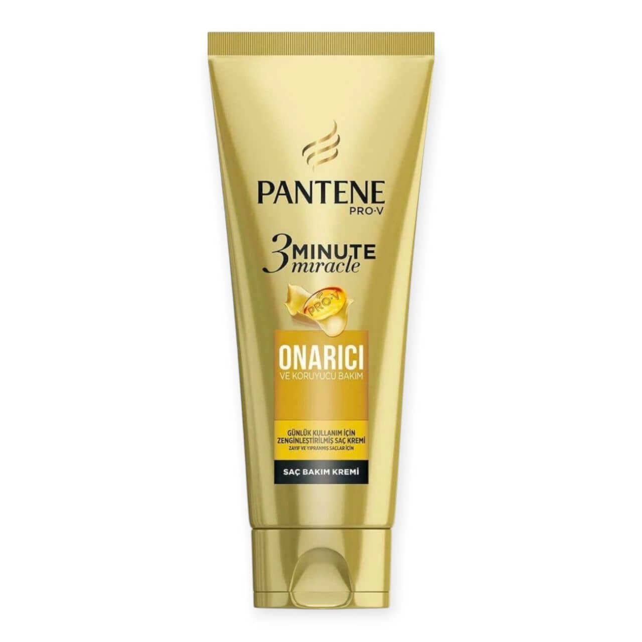 ماسک مو 3 دقیقه ترمیم کننده پنتنPANTENE مدل Onarici طلایی حجم 200 میل