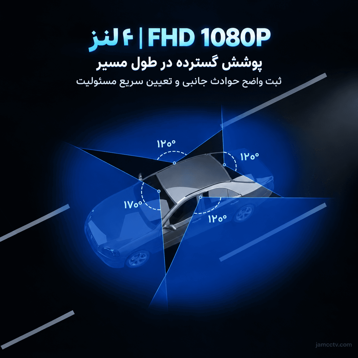 دوربین ثبت وقایع خودرو بلک باکس 4 لنز | Full HD 1080P — تصویر ۶