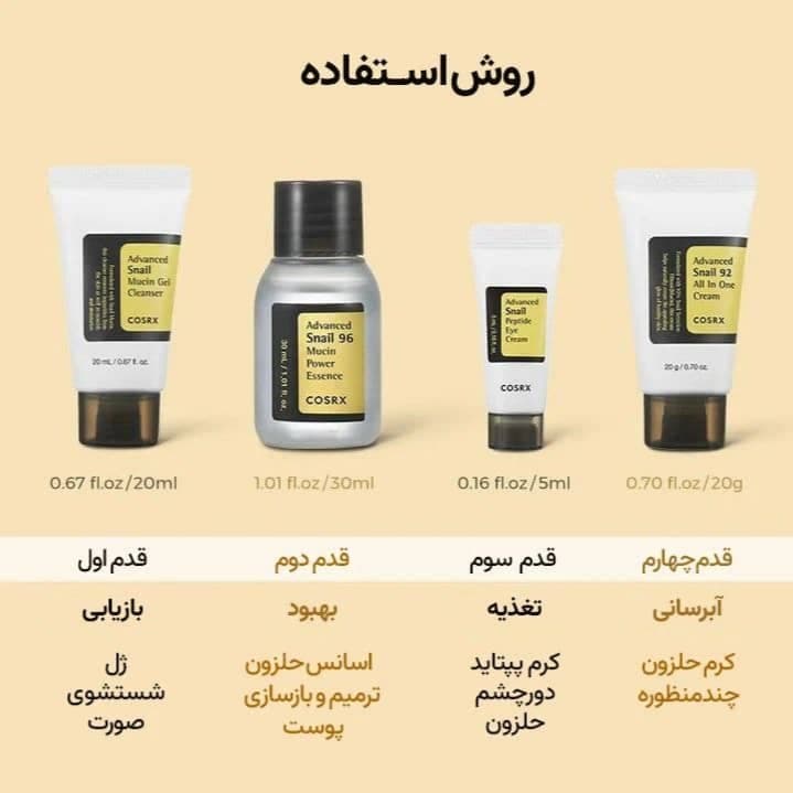 کیت (ست) روتین پوستی کامل حلزون کوزارکسCOSRX پک 4 عددی — تصویر ۴