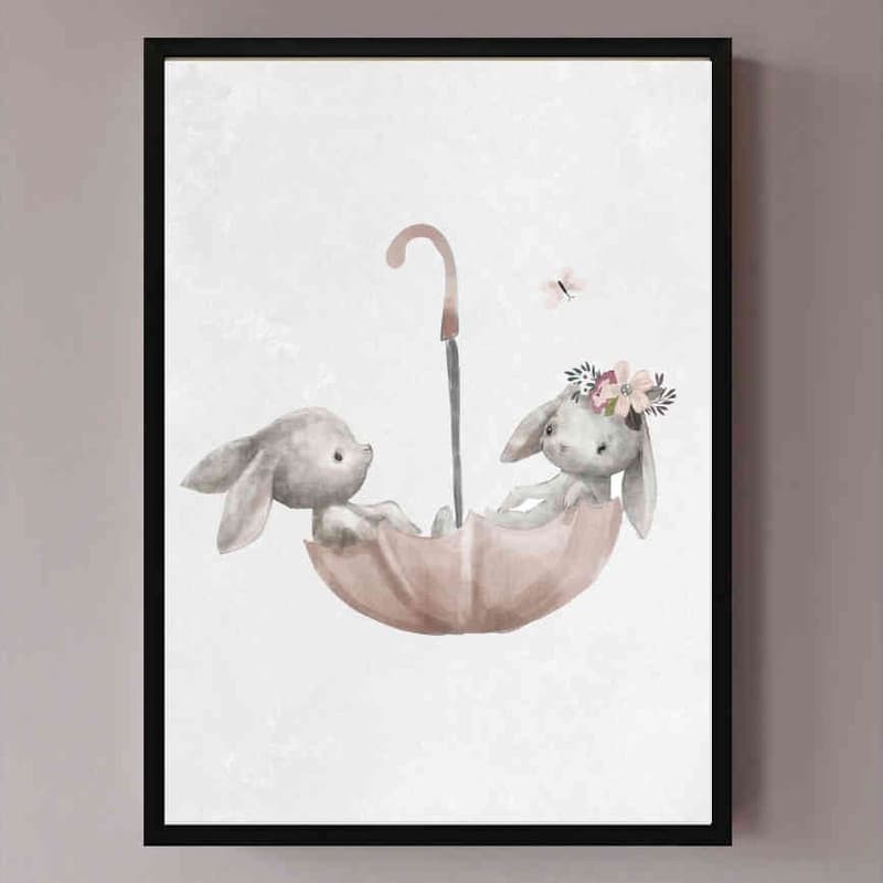 تابلو مدل Rabbits umbrella کد 2489011064 — تصویر ۳