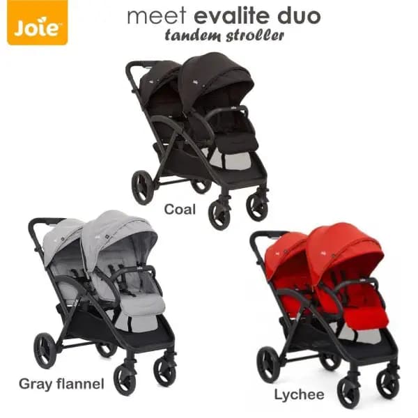 کالسکه دو قلو پشت سر هم جویی مدل evalite duo رنگ مشکی — تصویر ۳