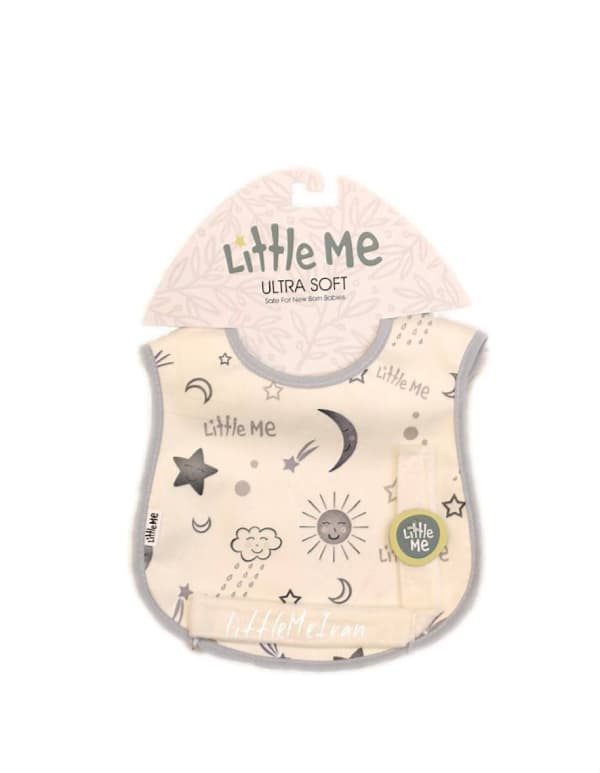پیشبند نوزادی به همراه بند پستانک little me طرح ماه و ابر