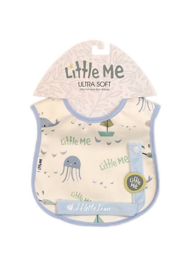 پیشبند نوزادی به همراه بند پستانک little me طرح موجودات دریایی