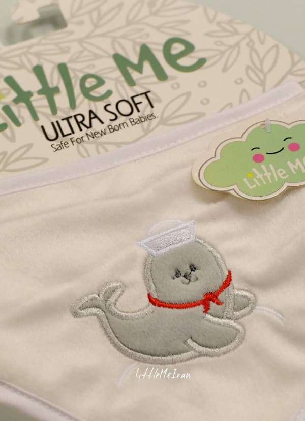 دستمال گردن و پیشبند نوزادی little me طرح دلفین — تصویر ۲