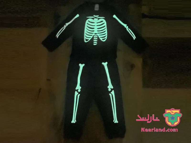ست بادی و شلوار دورس نوزادی famy مشکی طرح اسکلت شبنما — تصویر ۶