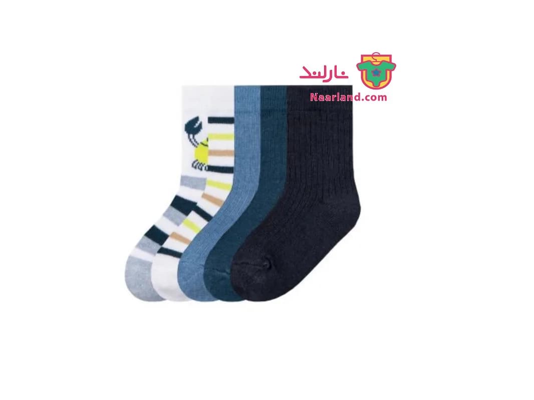 مجموعه ۵ عددی جوراب نخی لوپیلو طرح راه راه و خرچنگ