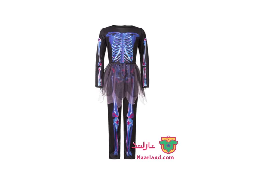 کاستوم دخترانه طرح اسکلت Halloween