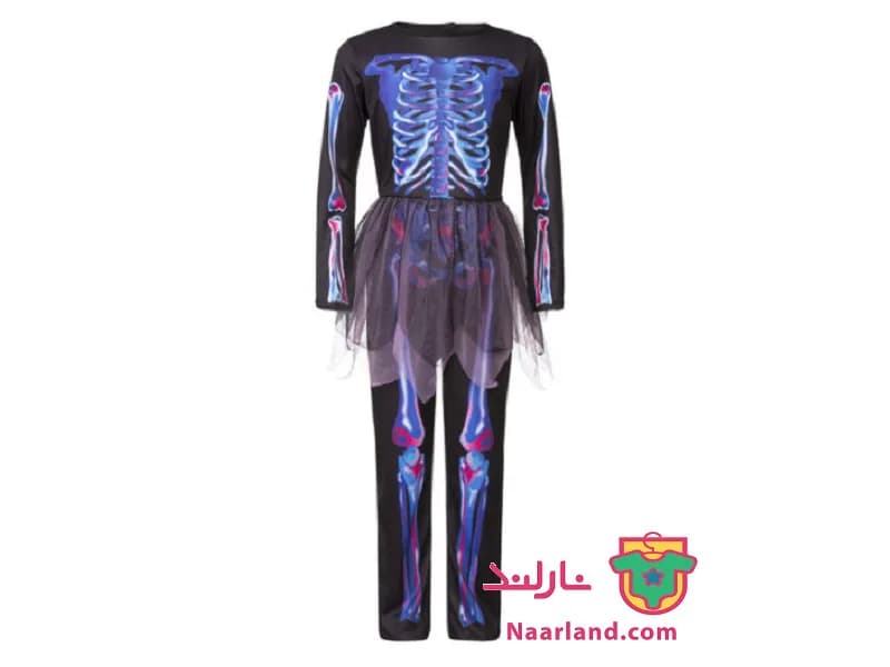 کاستوم دخترانه طرح اسکلت Halloween — تصویر ۳