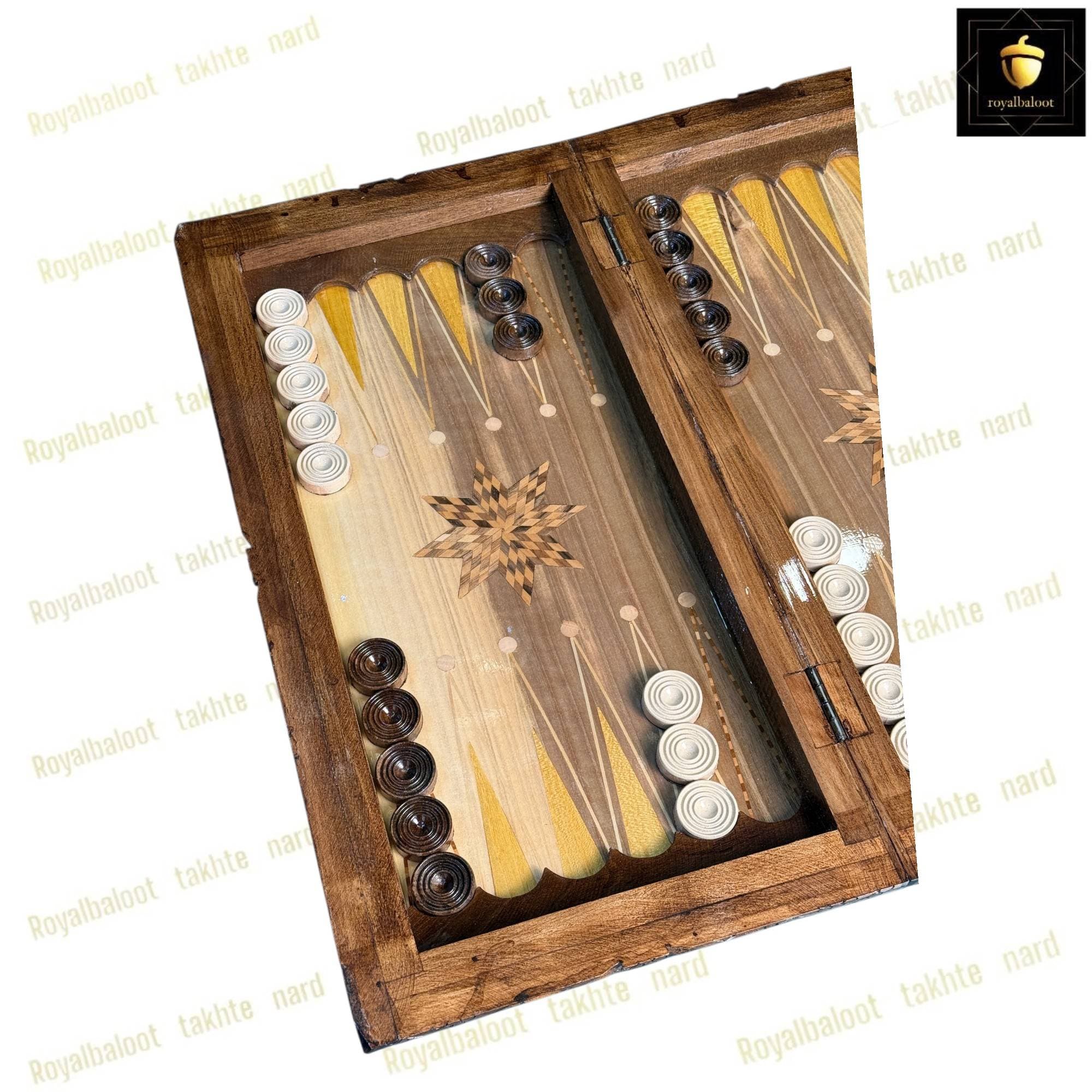 تخته نرد و شطرنج چوبی منبت سنتی کد 687 — تصویر ۵