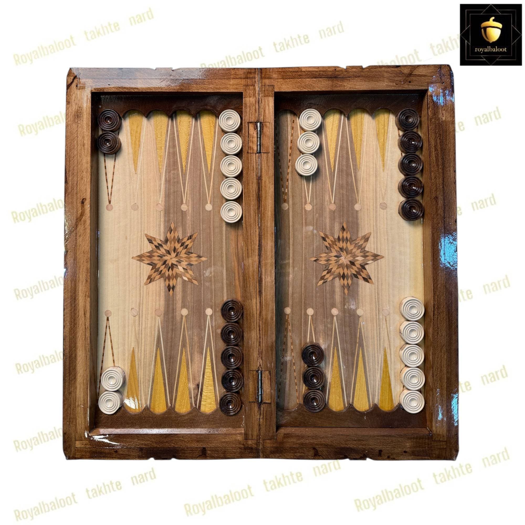 تخته نرد و شطرنج چوبی منبت سنتی کد 687