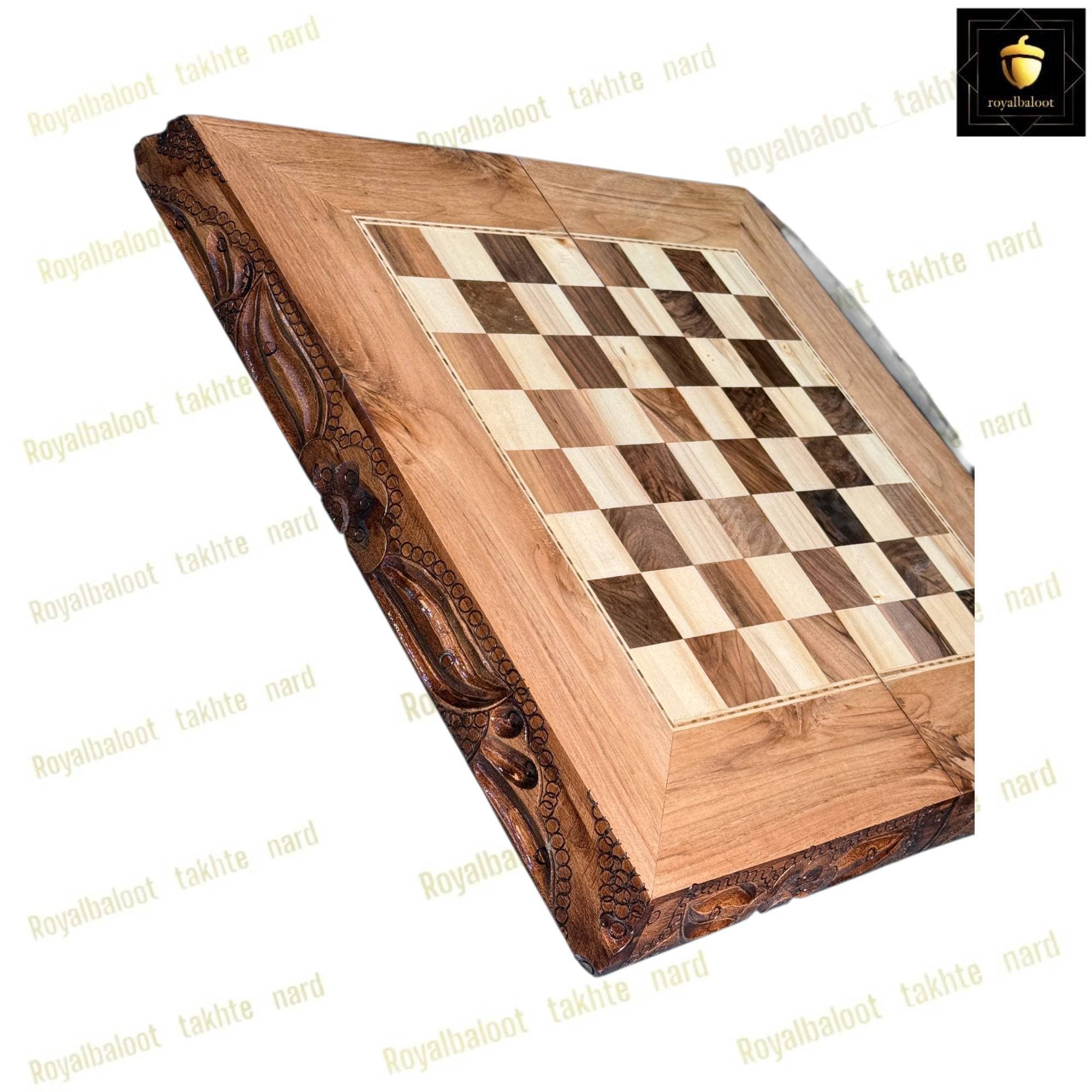 تخته نرد و شطرنج چوبی منبت سنتی کد 687 — تصویر ۷