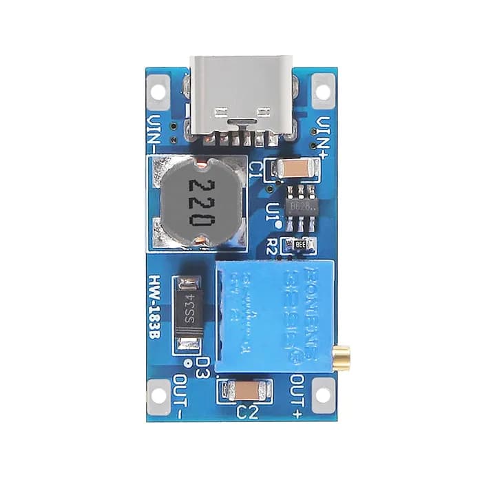 ماژول افزاینده (Boost) 2 آمپر با پورت USB Type C مدل MT3608