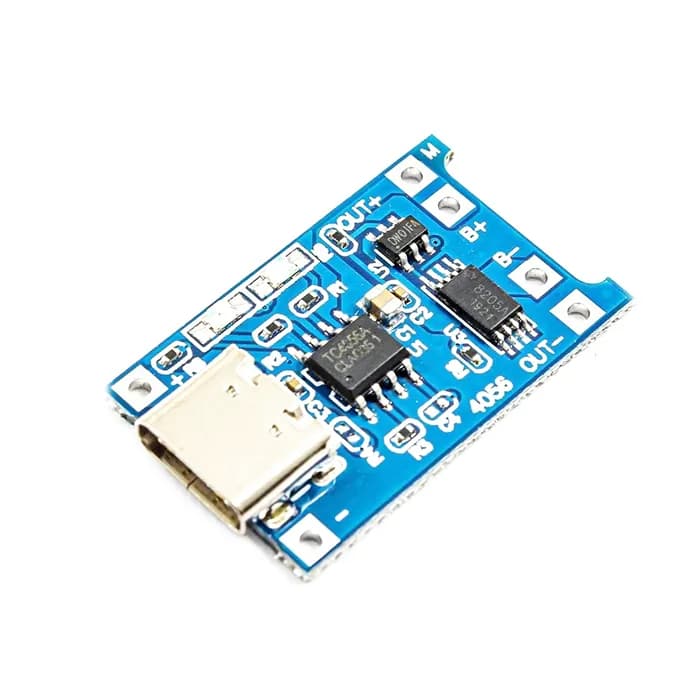 ماژول شارژر باتری لیتیومی تک‌سل TP4056 با مدار محافظ و کانکتور USB Type C — تصویر ۲