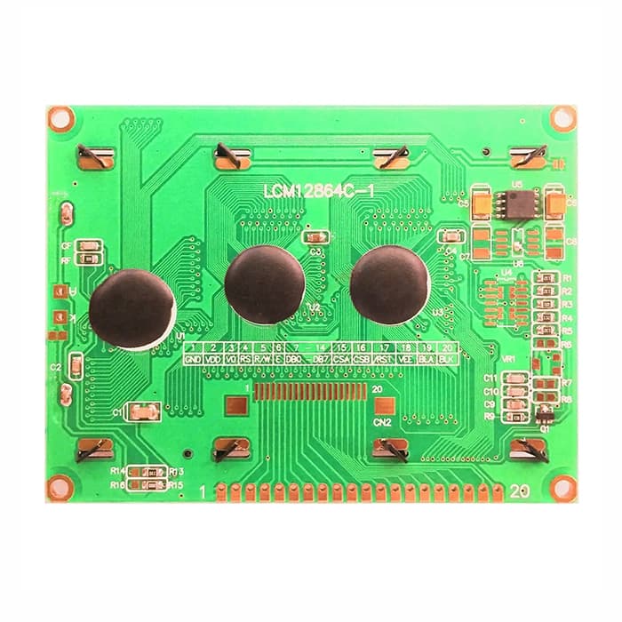 LCD گرافیکی 128×64 با درایور S6B0107 رنگ سبز — تصویر ۲