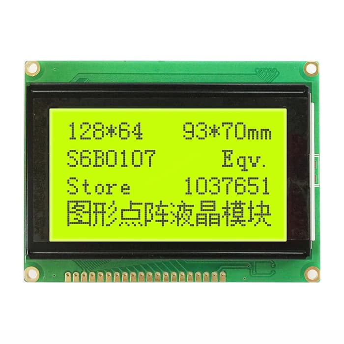 LCD گرافیکی 128×64 با درایور S6B0107 رنگ سبز