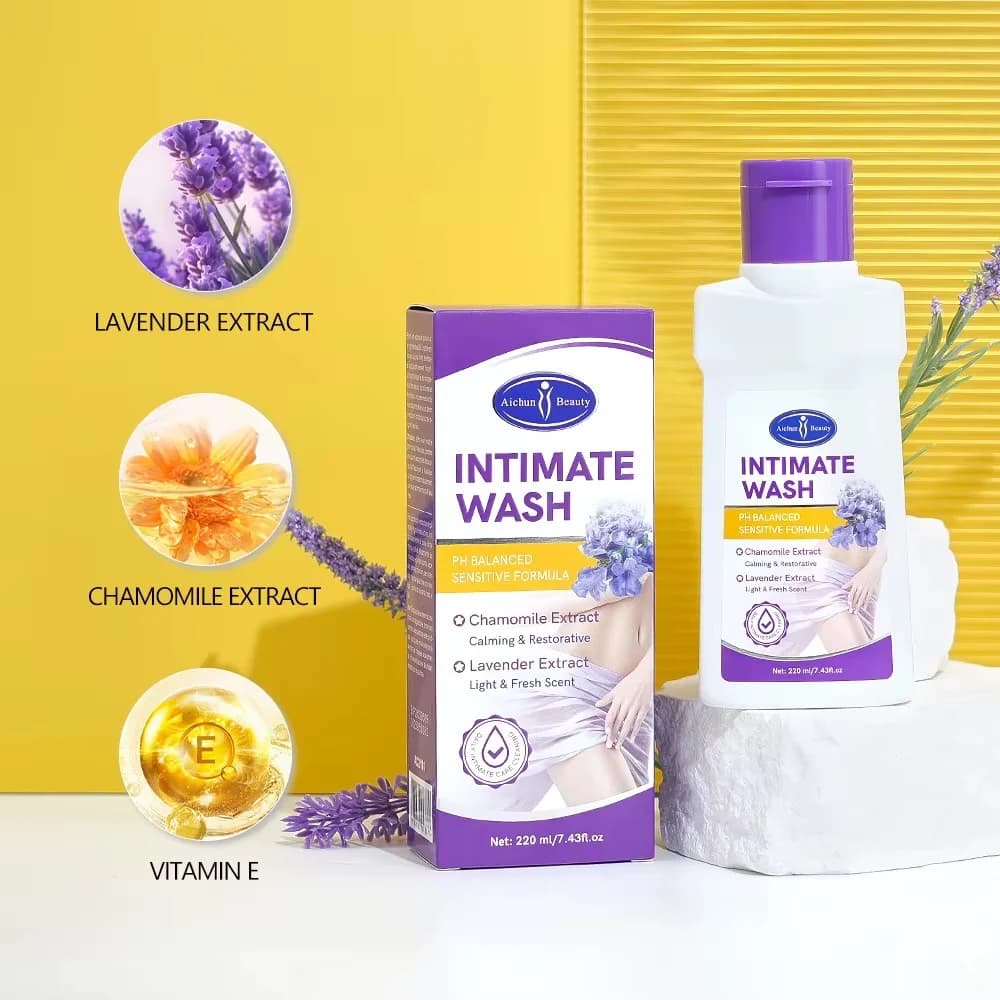 ژل شستشوی بهداشتی بانوان Aichun Beauty حاوی عصاره اسطوخودوس و بابونه — تصویر ۴