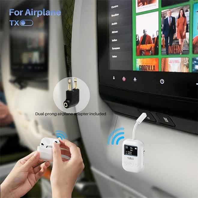 فرستنده و گیرنده بلوتوث پشتیبانی از 2 ایرپاد/هدفون , جک 3.5 میلی‌متری +1Mii SafeFly Min — تصویر ۲
