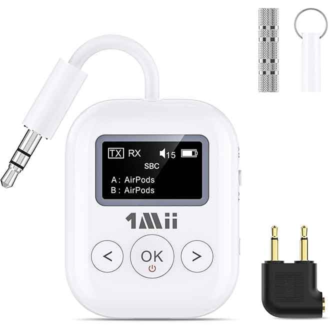 فرستنده و گیرنده بلوتوث پشتیبانی از 2 ایرپاد/هدفون , جک 3.5 میلیمتری +1Mii SafeFly Min