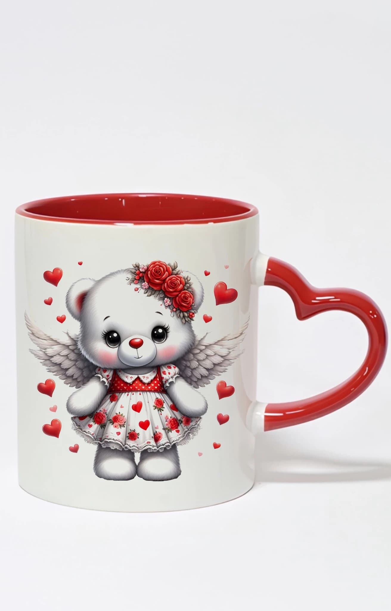 ماگ دسته قلبی رنگی خرس کد 10036