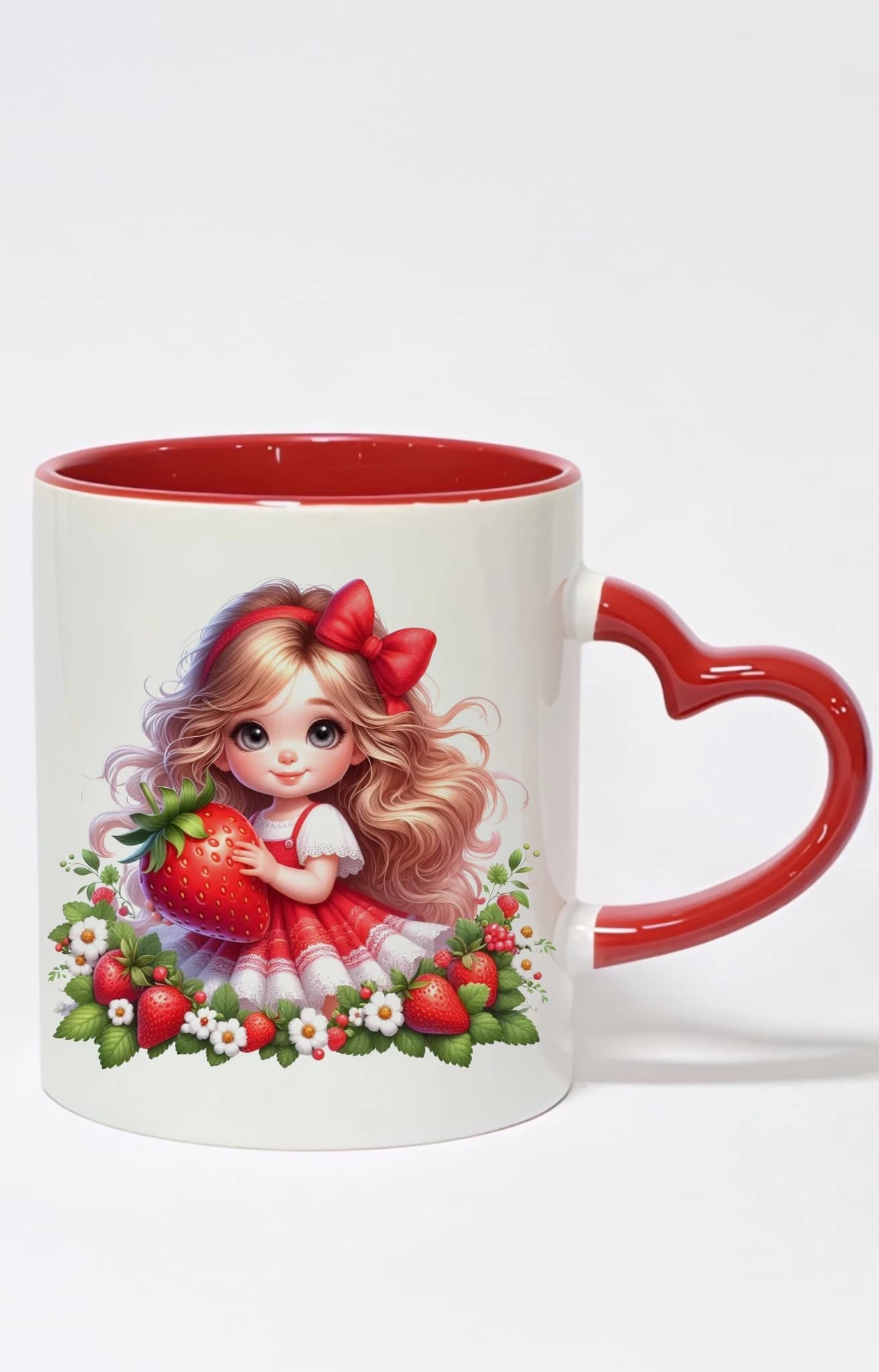ماگ دسته قلبی رنگی طرح دختر girl کد 10027