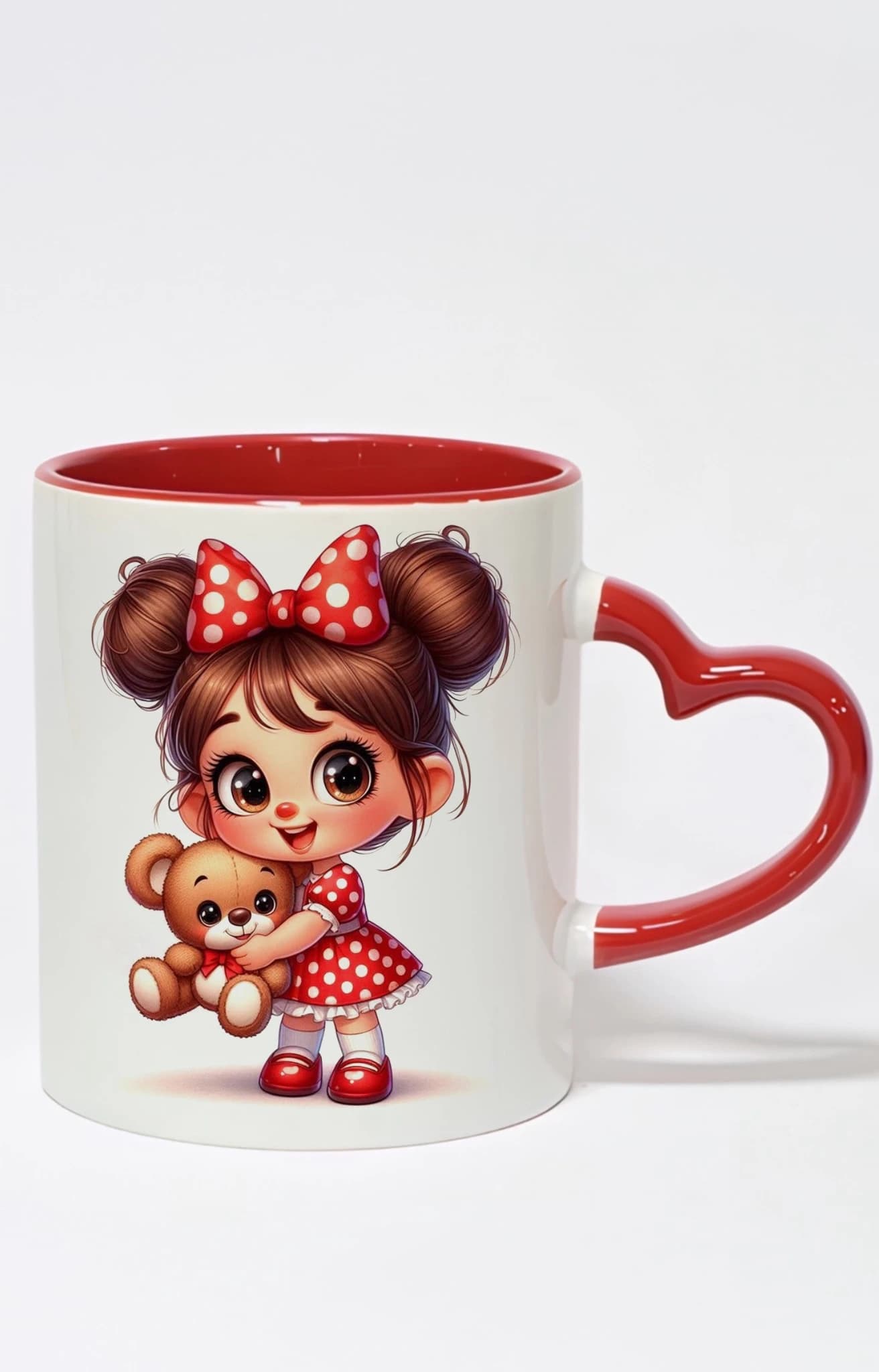ماگ دسته قلبی رنگی طرح دختر girl کد 10015